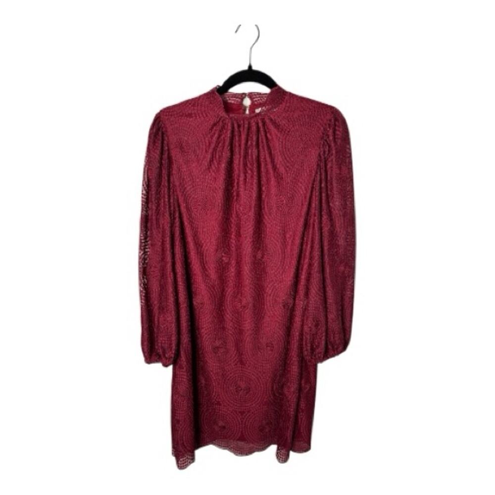 Trina Turk Burgundy Textured High Neck Dress 6
